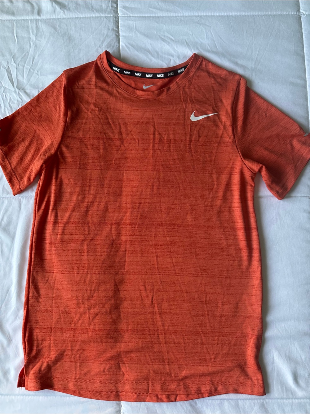 Nike Boy’s Orange Short Sleeve Athletic Tee with White Swoosh